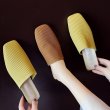 画像5: women's  Baotou half slippers sandals フラットニットスクエアヘッドサンダルスリッパ サボ (5)