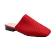 画像1: women's  Baotou half slippers sandals フラットニットスクエアヘッドサンダルスリッパ サボ (1)