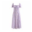 画像1:  Women's  French retro small floral light purple split dress long dress　フローラルロング マキシ丈ドレス ワンピース　ボヘミアン (1)
