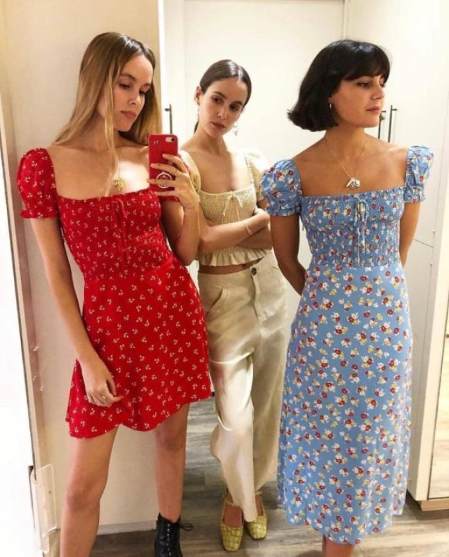 画像5:  Women's  French style elegant temperament  retro print puff sleeves with bow open fork holiday dress　フローラルパフスリーブドレス ワンピース　ボヘミアン (5)