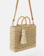 画像4: wooden handle shopping bag rice flower corn husk square woven bag  tote shoulder bagトートショルダー２WAYかご籠ハンドバック (4)