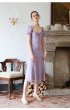 画像4:  Women's  French retro small floral light purple split dress long dress　フローラルロング マキシ丈ドレス ワンピース　ボヘミアン (4)