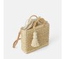 画像5: wooden handle shopping bag rice flower corn husk square woven bag  tote shoulder bagトートショルダー２WAYかご籠ハンドバック (5)