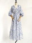 画像9:  Women's loose v-neck waist small fresh printed floral sunscreen long dress   Vネックロング丈　マキシエスニックドレス ワンピース　 (9)