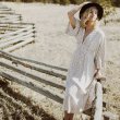 画像6:  Women's V-neck Bohemian white fairy dress High waist dress long dress   Vネックボヘミアン　エスニック膝下丈ドレス ワンピース　 (6)