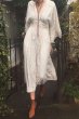 画像4:  Women's V-neck Bohemian white fairy dress High waist dress long dress   Vネックボヘミアン　エスニック膝下丈ドレス ワンピース　 (4)