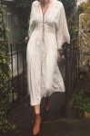 画像4:  Women's V-neck Bohemian white fairy dress High waist dress long dress   Vネックボヘミアン　エスニック膝下丈ドレス ワンピース　 (4)
