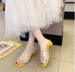 画像3: women's wild transparent rivet word drag Rhinestone slippers ラインストーン付クリアサンダル　スリッパ サボ (3)