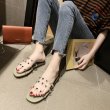 画像4: women's  transparent fashion flat sandals Rhinestone slippers ラインストーン付フラットクリアサンダル　スリッパ サボ (4)