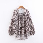 画像2: women's Zebra-spun long-sleeved V-neck chiffon shirt blouse ゼブラシフォンVネックブラウス　プルオーバー (2)