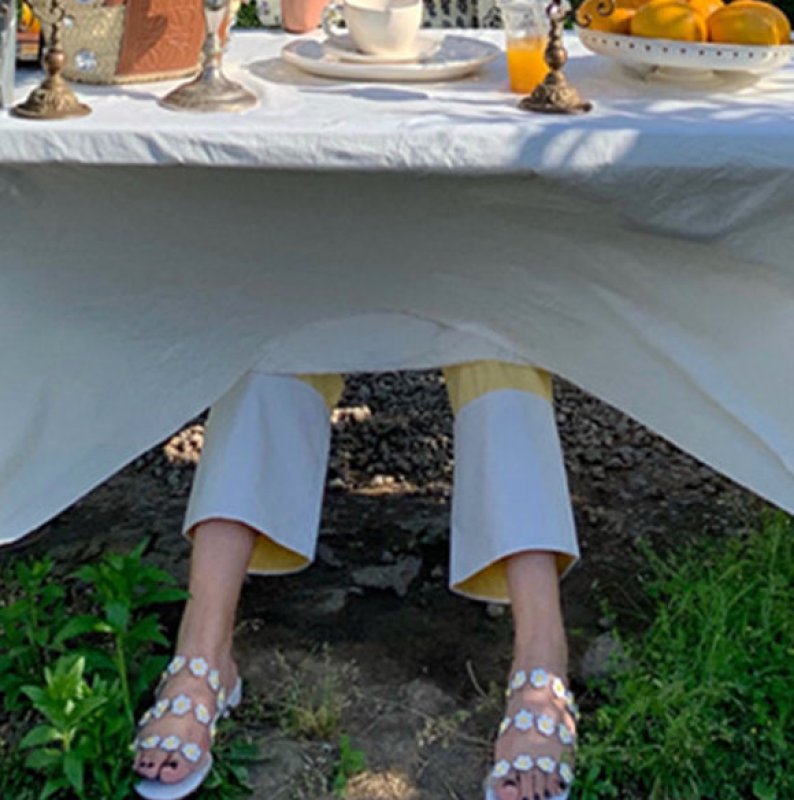 画像6: women's  transparent fashion flower flat  sandals and slippers フラワー付きフラットクリアサンダル　スリッパ サボ (6)