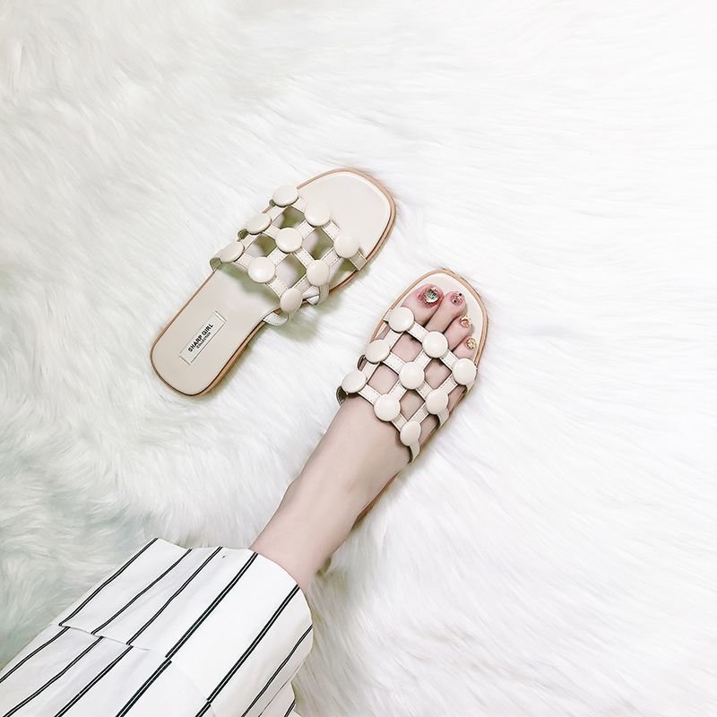 画像3: women's  flat  sandals and slippers メッシュフラットレザーサンダル スリッパ サボ (3)