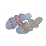 画像1: women's  transparent fashion flower flat  sandals and slippers フラワー付きフラットクリアサンダル　スリッパ サボ (1)