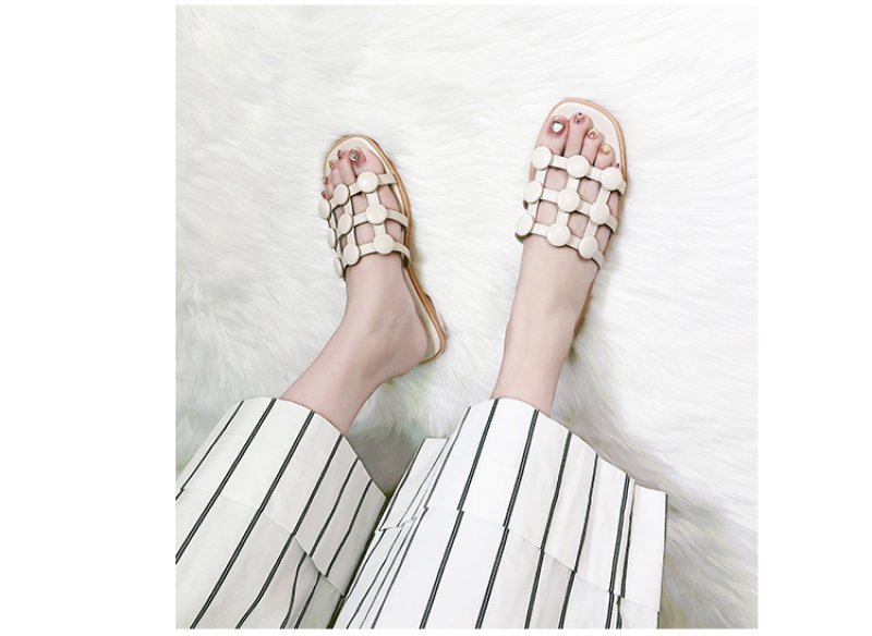 画像5: women's  flat  sandals and slippers メッシュフラットレザーサンダル スリッパ サボ (5)
