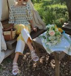 画像5: women's  transparent fashion flower flat  sandals and slippers フラワー付きフラットクリアサンダル　スリッパ サボ (5)
