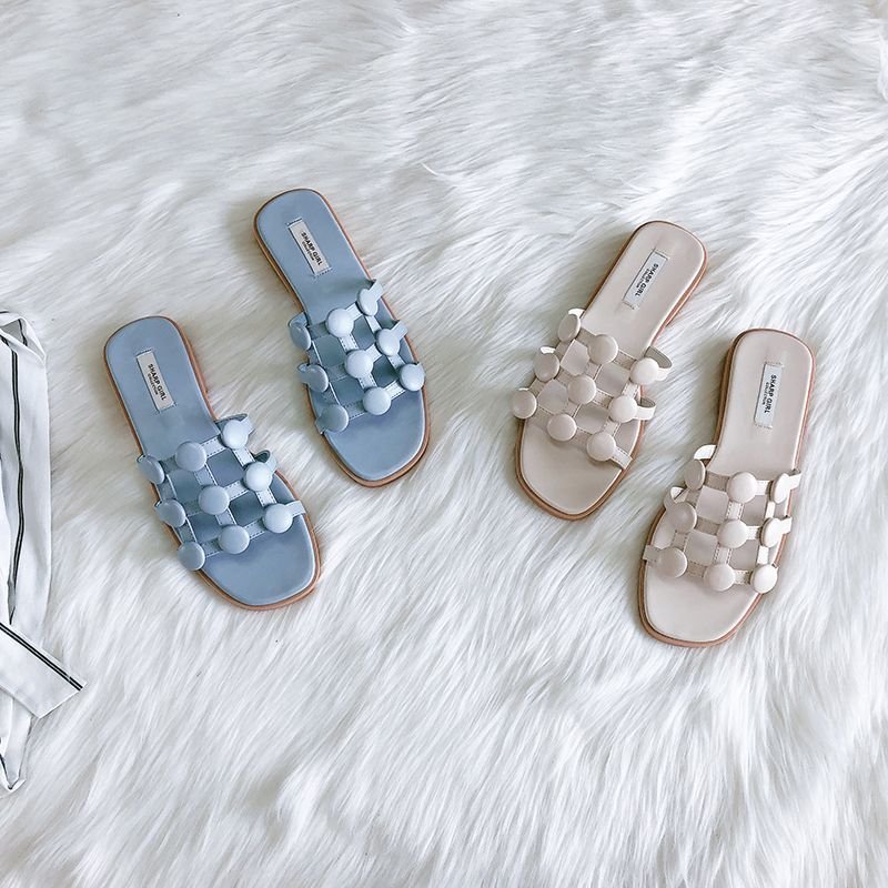 画像6: women's  flat  sandals and slippers メッシュフラットレザーサンダル スリッパ サボ (6)