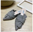 画像6: women's  baotou plaid wear slippers bow sweet pointed flat shoes sandals slippers flat sandals フラットボウチェックポインテッドトゥパンプスサンダル　スリッパ サボ (6)