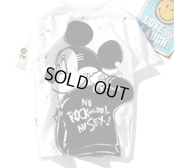 画像1: Anime  Mickey print unisex short-sleeved T-shirt  ミッキープリント半袖Ｔシャツ　男女兼用 (1)