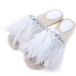 画像1: women's FairyOpen-toe ostrich feathers wear slippers flat sandals フェザー羽根つきエスニックボヘミアンフラットエスパドリーユサンダル　スリッパ サボ (1)