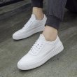 画像4: men's casual breathable sneakers shoes レースアップベーシックレザーホワイトスニーカー キャンバスシューズ  (4)