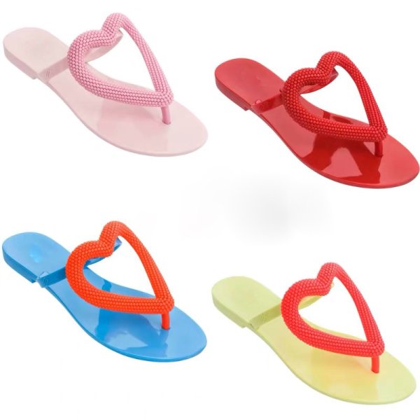 画像1: women'sBrazilian scented jelly slippers flat sandals slippers フルーティービックハートトングサンダルフラットサンダル　スリッパ サボ (1)