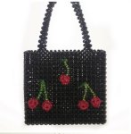 画像2: RetroPie  cherry handbag tote shoulder bagチェリークリスタルビーズハンドメイドトートショルダー２WAYハンドバック (2)