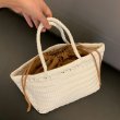 画像6: woven basket child handbag tote  bag スタイリッシュ レザー編みこみ メッシュ 籠かご トート ハンドバック (6)