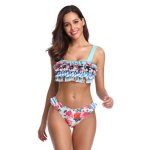 画像1: Women's layer flash print bikini swimsuit sexy backless Swimsuit フラワー柄レイヤーバックリボンスタイルビキニスイムウエア水着モノキニ (1)