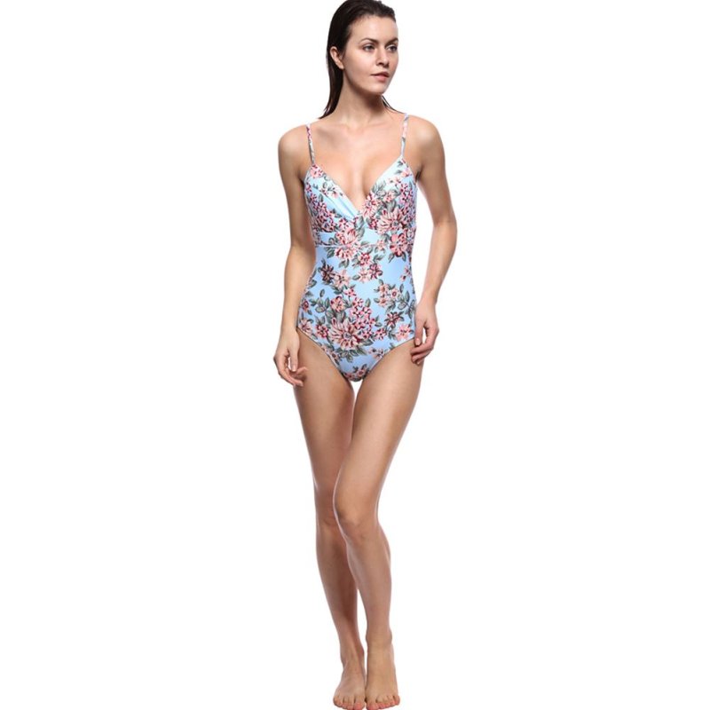 画像4: Women's sexy  Flower Pattern One Piece Swimsuit フラワー柄ワンピーススイムウエア水着モノキニ (4)