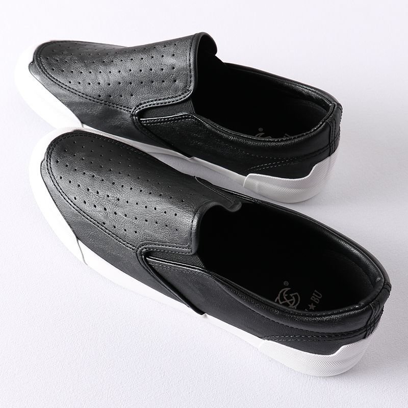 画像3: MEN'S breathable wild tide  Slip-on shoes sneakers レザースリッポン スニーカー (3)