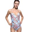 画像1: Women's sexy  Flower Pattern One Piece Swimsuit フラワー柄ワンピーススイムウエア水着モノキニ (1)