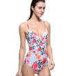 画像2: Women's sexy  Flower Pattern One Piece Swimsuit フラワー柄ワンピーススイムウエア水着モノキニ (2)