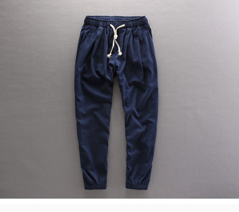 画像3: MEN'S linen nine lantern harem pants メンズ9分丈カジュアルハーレムジョガーパンツ (3)
