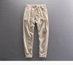 画像4: MEN'S linen nine lantern harem pants メンズ9分丈カジュアルハーレムジョガーパンツ (4)