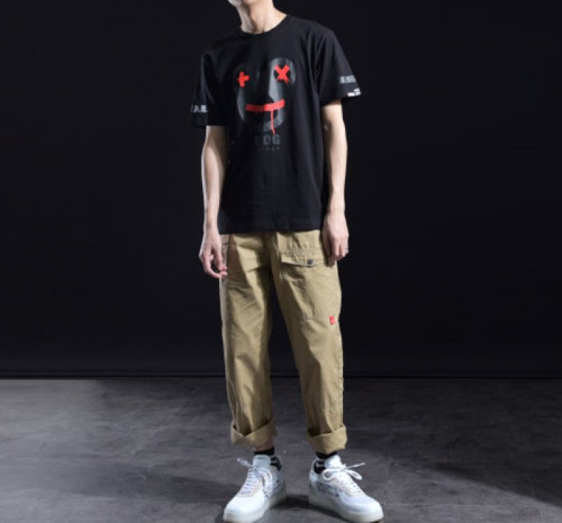 画像6: men's Ghost face creative personality small fresh graffiti skateboard half sleeve t-shirt  スケートボード ストリートファッションラウンド半袖Ｔシャツ 男女兼用　 (6)