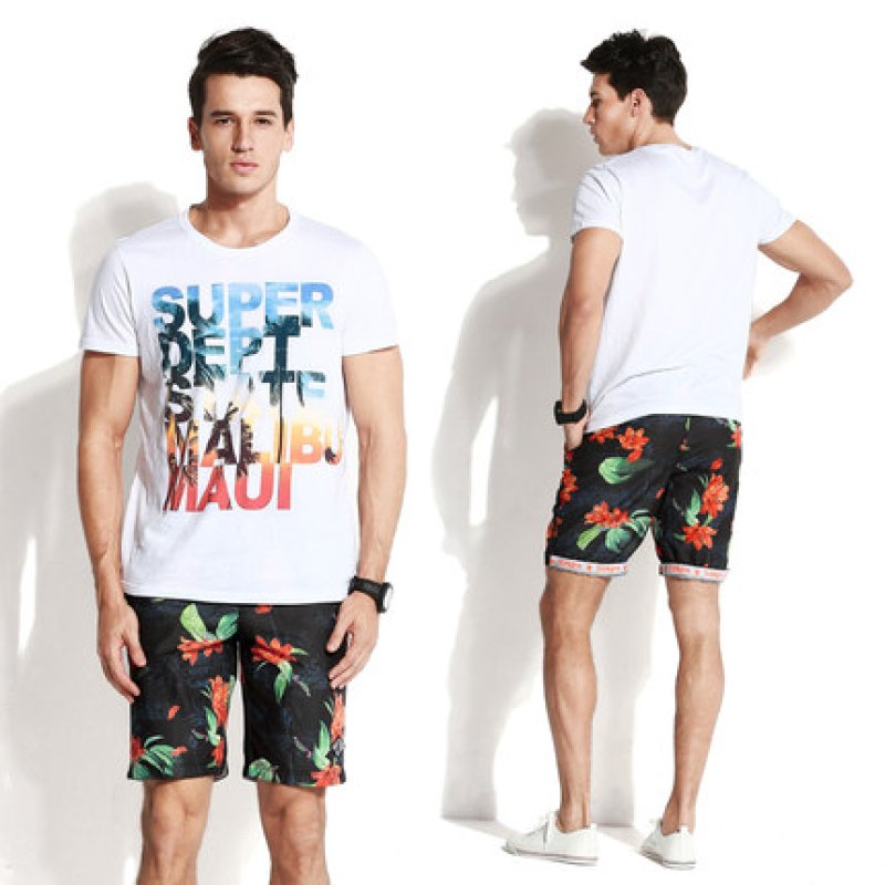 画像3: Men's Flower print quick-drying beach pants loose tie shorts swimming trunksSwim pants　フラワープリント速乾性カジュアルスリムストレートパンツビーチパンツ水泳パンツ　  (3)