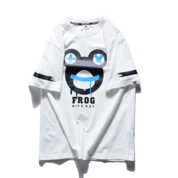 画像1: men's Ghost face creative personality small fresh graffiti skateboard half sleeve t-shirt  スケートボード ストリートファッションラウンド半袖Ｔシャツ 男女兼用　 (1)