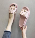 画像3:  Women's rubber PU cake bottom low heel Sandals slippers パール＆ bee蜂のモチーフ付フラットサンダル スリッパ サボ (3)