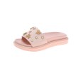 画像1:  Women's rubber PU cake bottom low heel Sandals slippers パール＆ bee蜂のモチーフ付フラットサンダル スリッパ サボ (1)