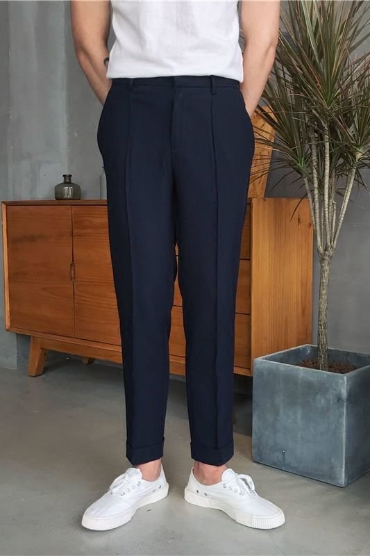 画像4: MEN'S  casual straight trousers  pants　メンズ9分丈カジュアルスリムパンツ　 (4)