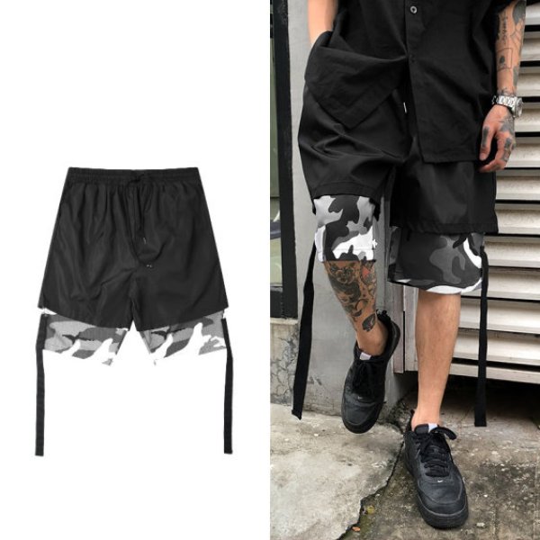 画像1: MEN'S  five points camouflage pants　メンズ5分丈カモフラージュ迷彩カジュアルパンツ　大きなプラスサイズあり (1)