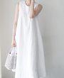 画像4:  Women's cotton and linen sleeveless long dress  ベーシックノースリーブ膝下丈ロングドレス ワンピース　 (4)