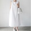 画像2:  Women's cotton and linen sleeveless long dress  ベーシックノースリーブ膝下丈ロングドレス ワンピース　 (2)