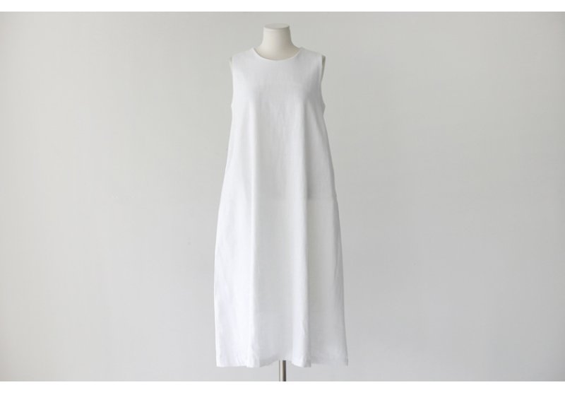 画像8:  Women's cotton and linen sleeveless long dress  ベーシックノースリーブ膝下丈ロングドレス ワンピース　 (8)