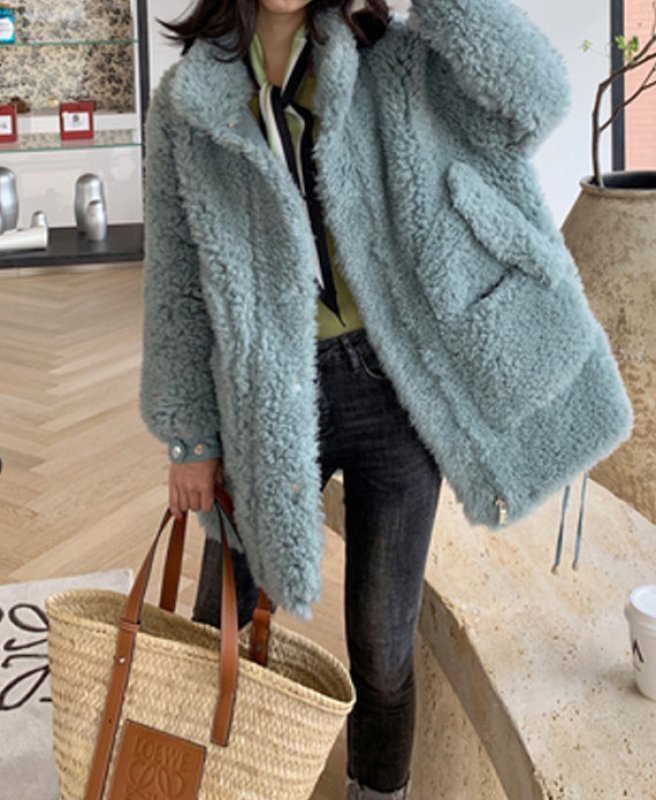 画像13: Woman's sheep sheared coat fur coat  jacket シープスキンファーコートジャケット (13)