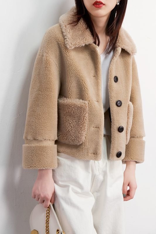 画像3: Woman's sheep  lamb fur velvet  short coat シープスキンファーショートジャケット コート (3)