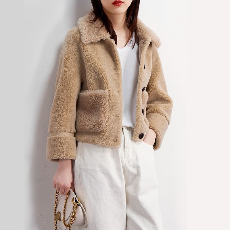 画像5: Woman's sheep  lamb fur velvet  short coat シープスキンファーショートジャケット コート (5)