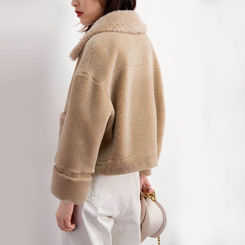 画像4: Woman's sheep  lamb fur velvet  short coat シープスキンファーショートジャケット コート (4)