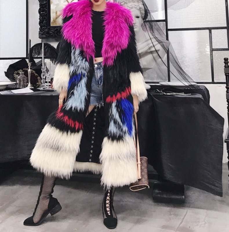 画像2: Woman's  marble cross fox fur coat long fur coat リアルファックスファーマーブルカラーロングコートコート  (2)