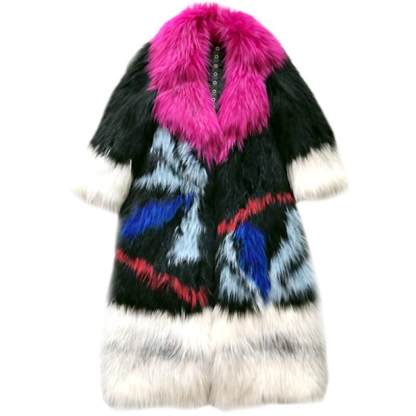 画像1: Woman's  marble cross fox fur coat long fur coat リアルファックスファーマーブルカラーロングコートコート　 (1)